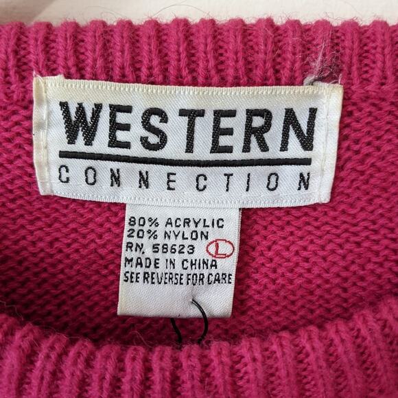 Vintage 80s 90s Pink Gold Sequins Sequined Floral Crewneck Funky Sweater 1980s L - Picture 10 of 11